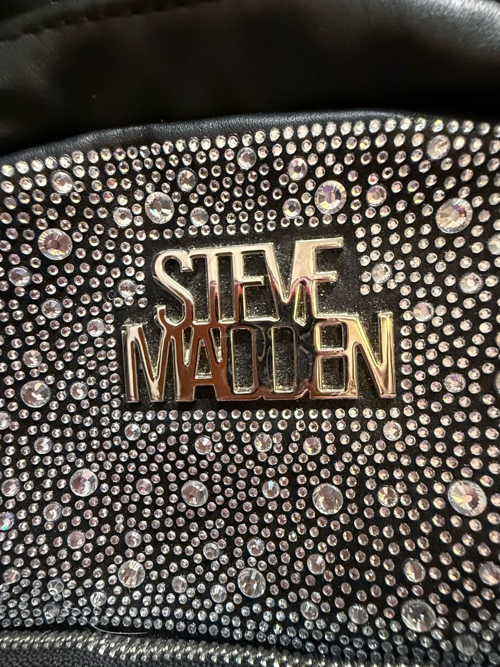 Steve Madden Black Crystal-Studded Mini Backpack - Picture 2 of 5